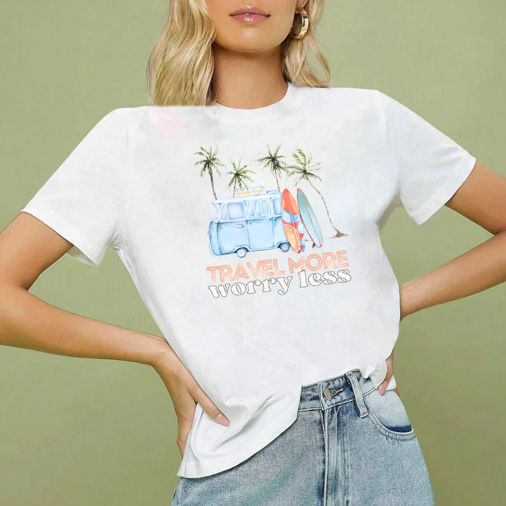 Travel - Inspired Beach Scene Printed T - shirt