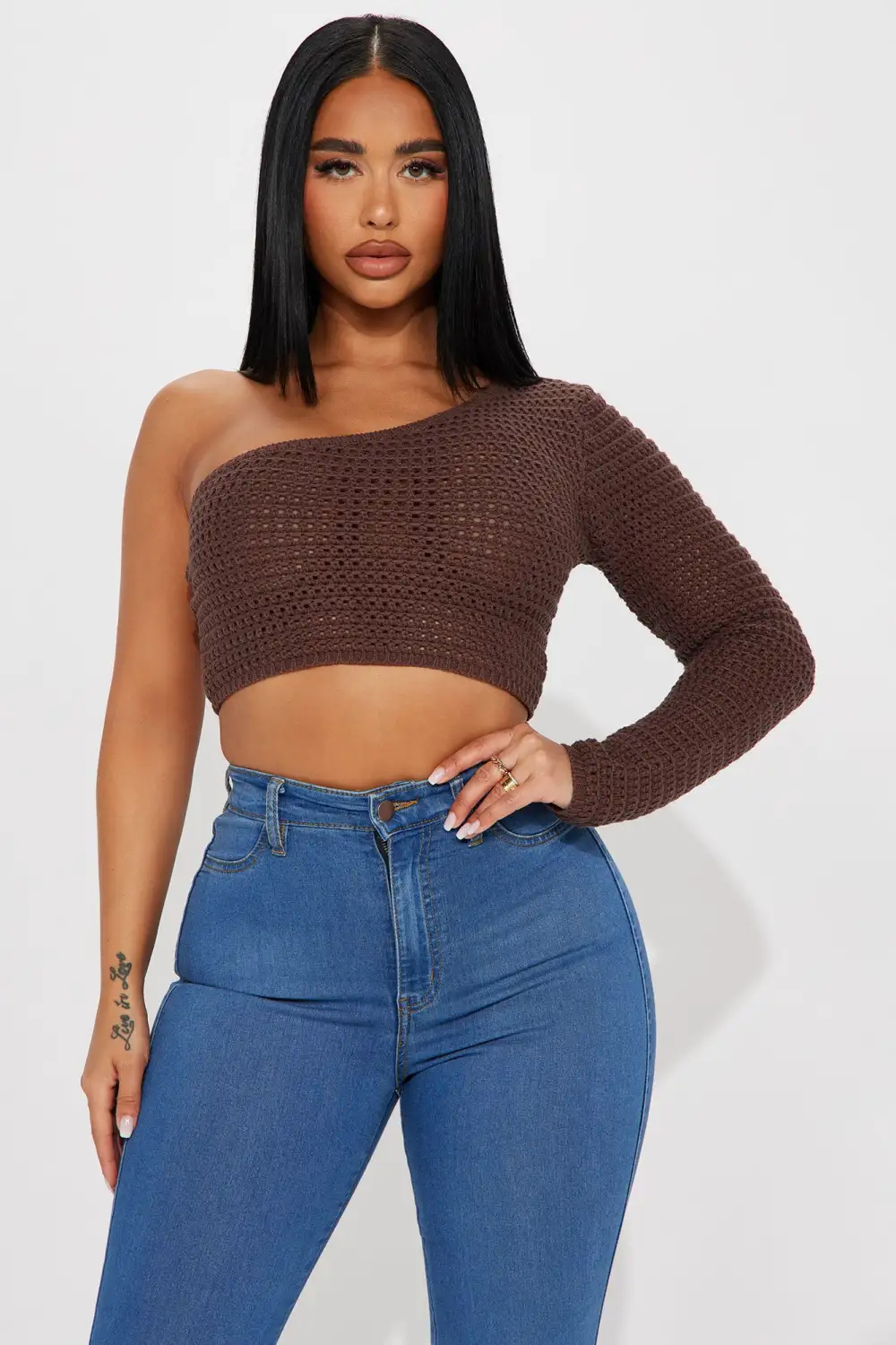 Lorinda One Shoulder Top - Chocolate