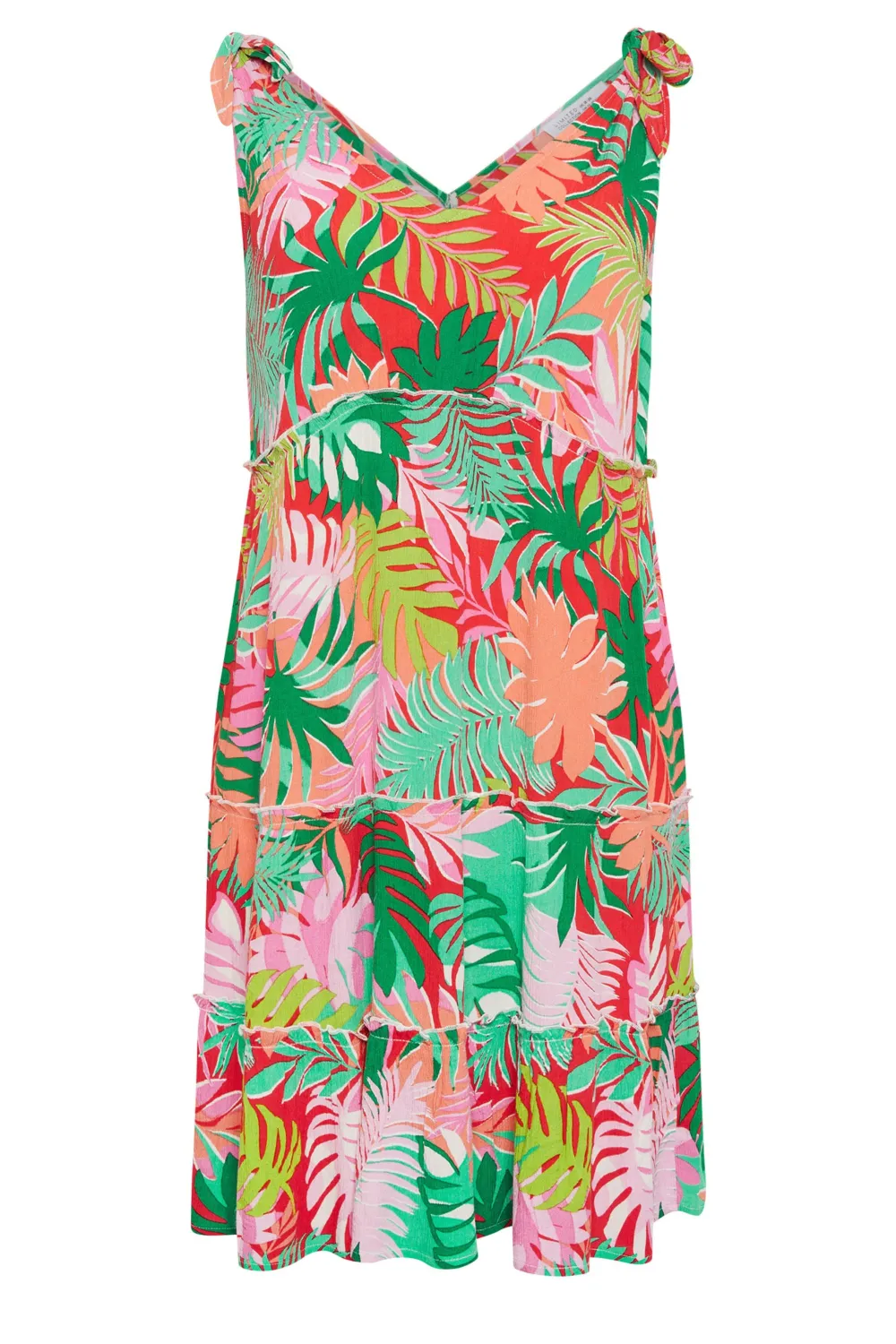 LIMITED COLLECTION Curve Red Tropical Tiered Midi Dress