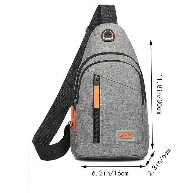 Men's Crossbody Bag Shoulder Bag Chest Bag Polyester Outdoor Shopping Zipper Large Capacity Waterproof Lightweight Solid Color Double gray Black Blue