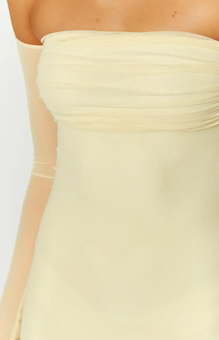 Off Shoulder Cream Long Sleeve Maxi Dress