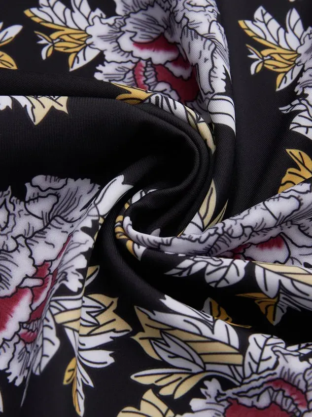 Vacation Floral Printing Scoop Neck Tankinis Two-Piece Set