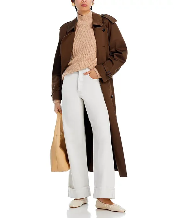 Drop Shoulder Waffle Mock Neck Sweater