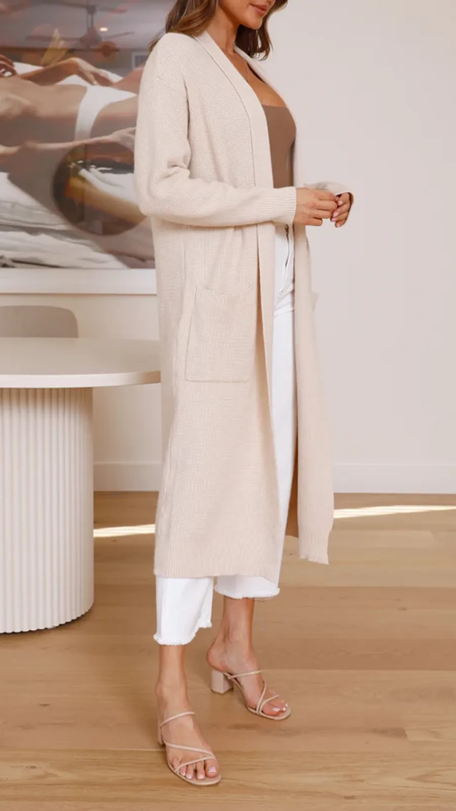 Solid Color Long Knitted Coat