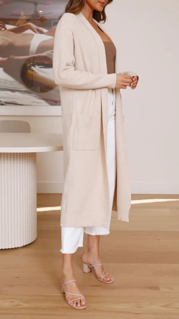 Solid Color Long Knitted Coat