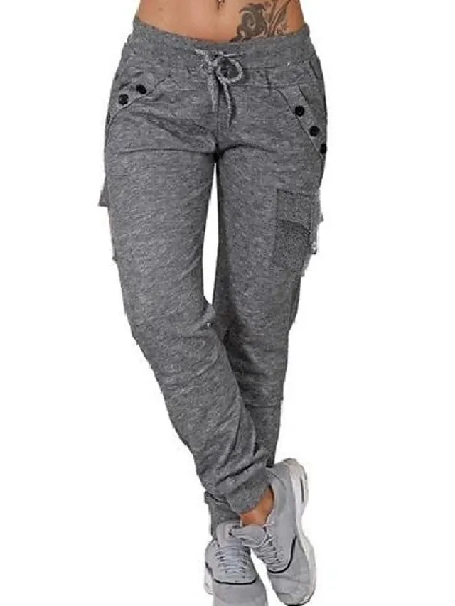 Women's Sweatpants Joggers Cargo Pants Blue Pink Light Grey Mid Waist Casual / Sporty Athleisure Leisure Sports Weekend Full Length Comfort Plain S M L XL 2XL