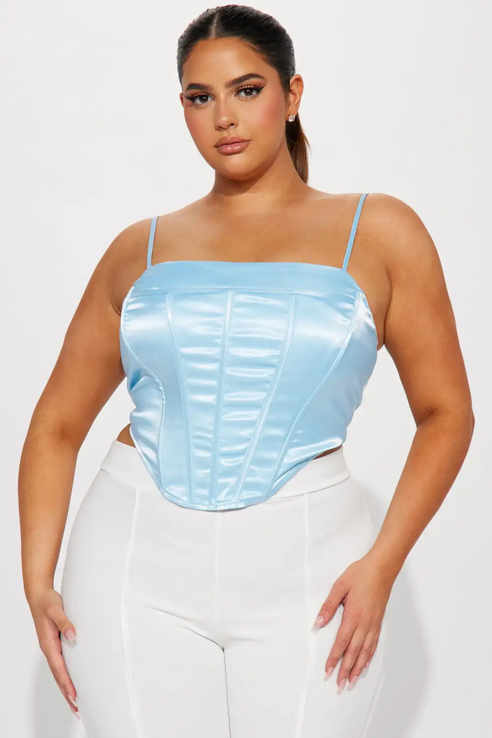 Zaidie Satin Corset Top - Blue