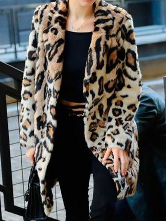 Casual Leopard Teddy Jacket