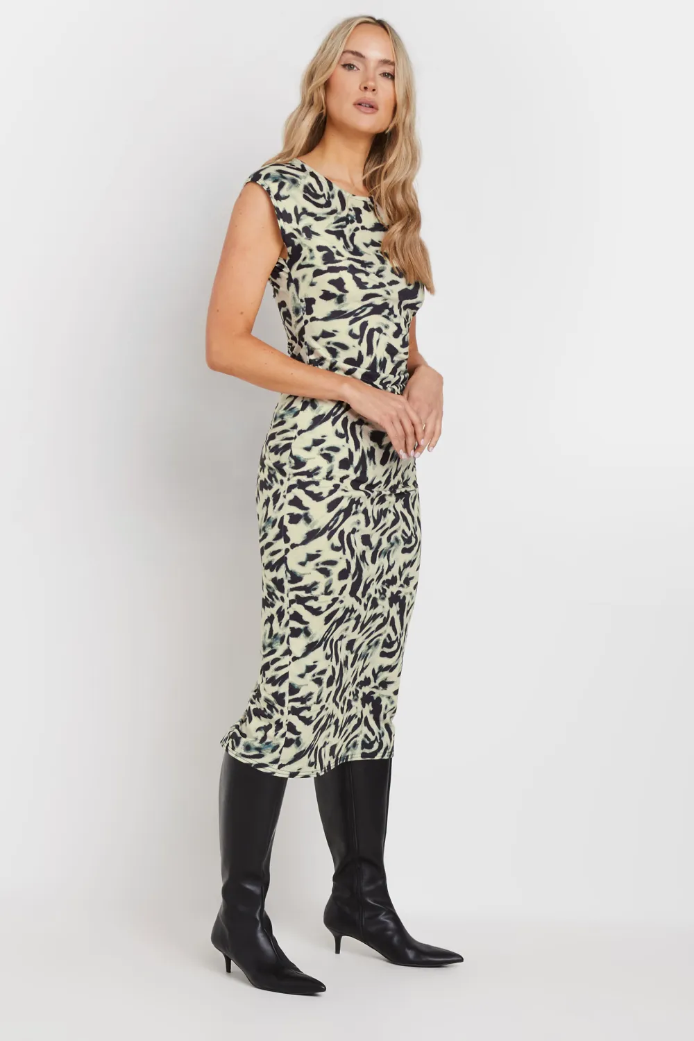 LTS Tall Natural Brown Abstract Print Midaxi Dress