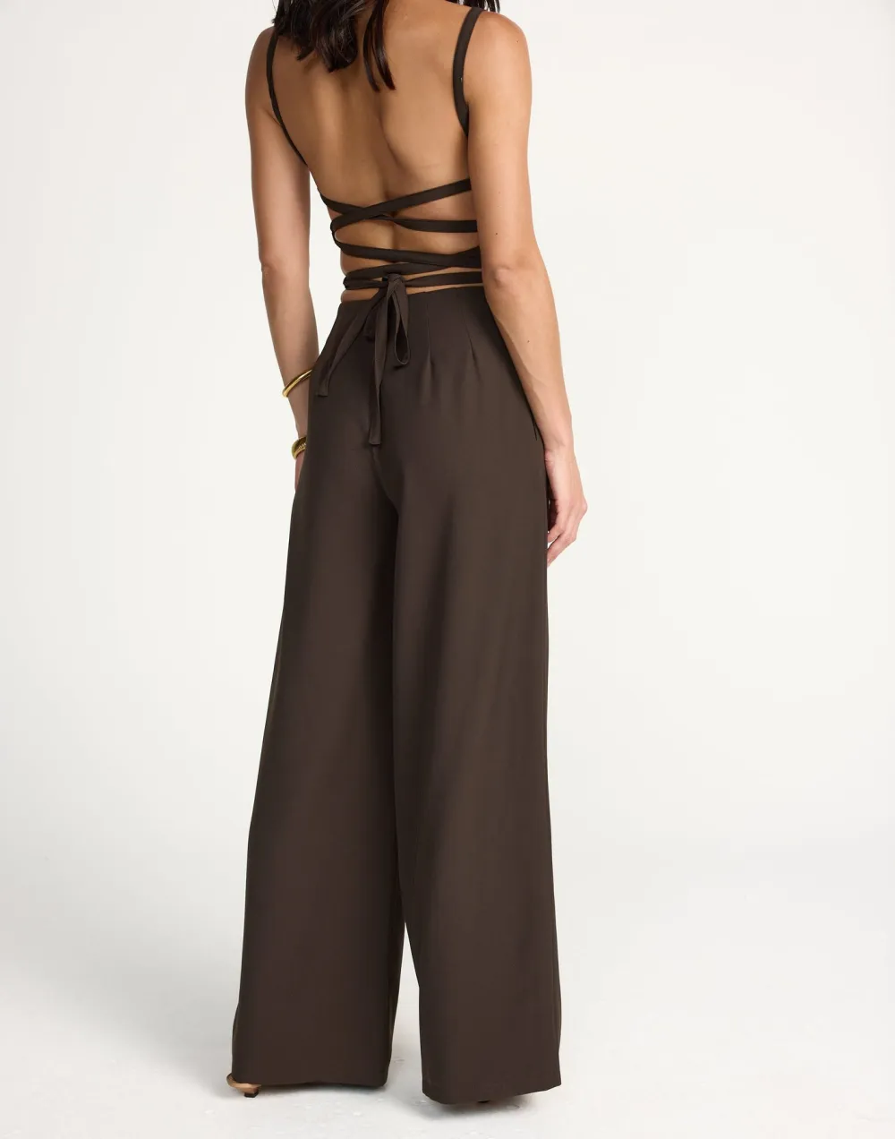 High-Waisted Wide-Leg Trousers With Pleated Details