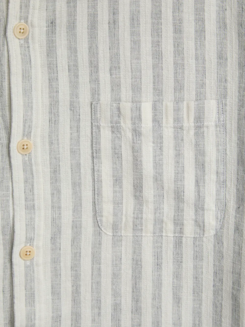 Grey Striped Cotton-Linen Shirt