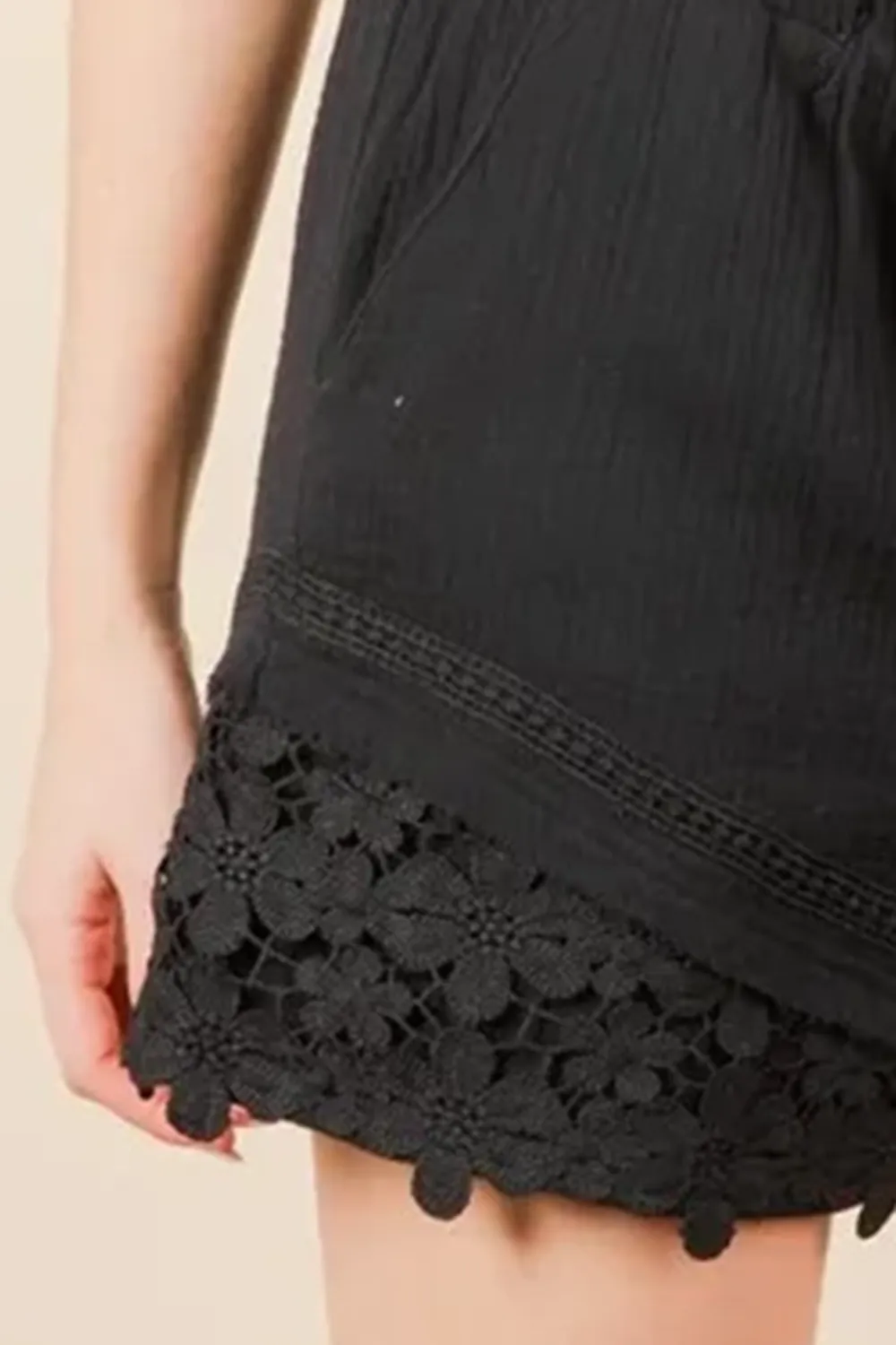 Versatile Elegant Lace Black Shorts