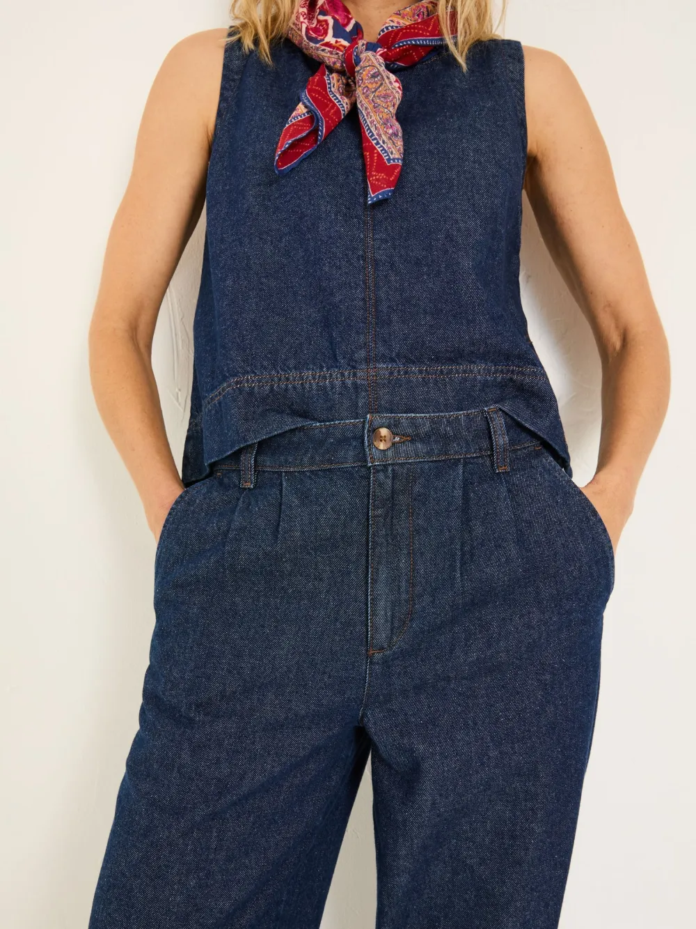 Navy Blue Wide Leg Jeans