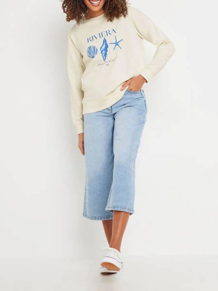 Shell & Starfish Print Crew Neck Sweatshirt