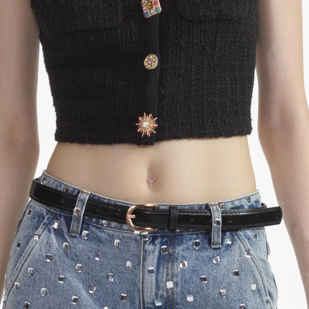 Black Jewel Button Knit Top