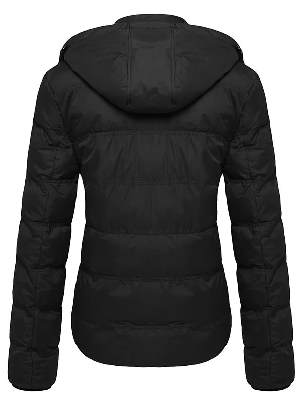 Women's thick winter jacket quilted warm down jacket with detachable hood