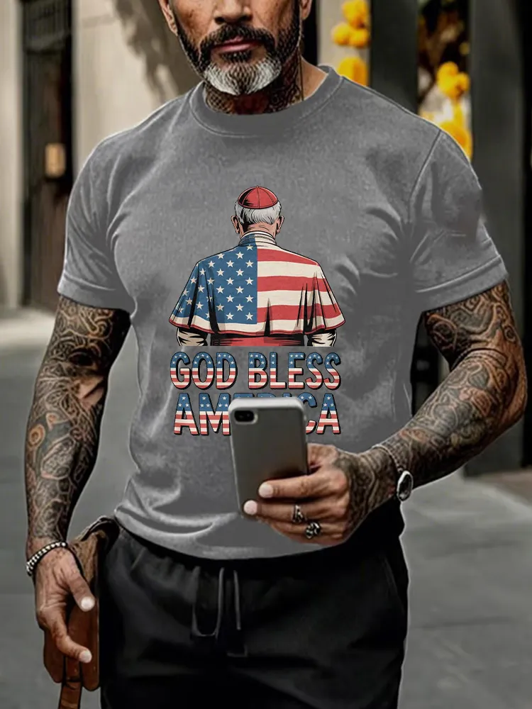 Men'S Pope Leo Xiv 8th May 2025 God Bless America Printed T-Shirt