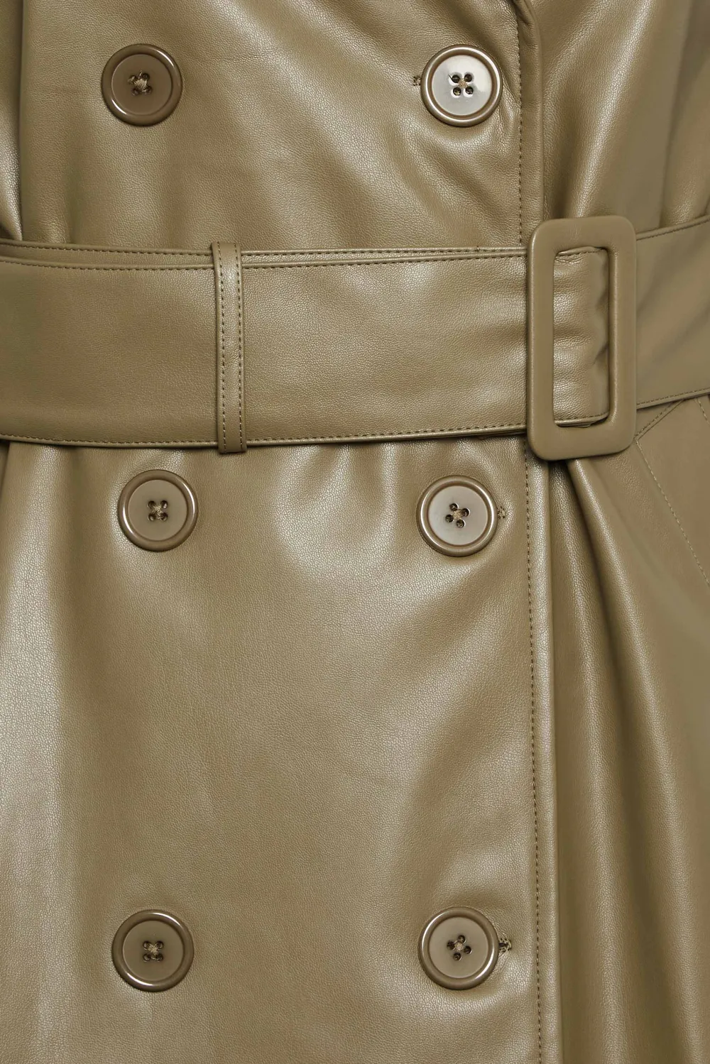 YOURS Curve Olive Green Faux Leather Trench Coat