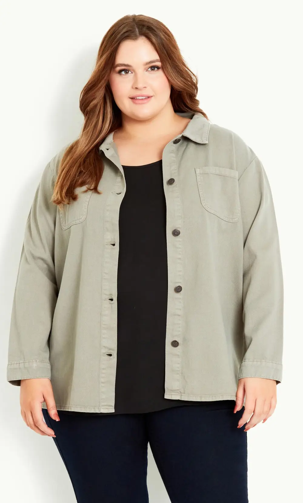 Evans Khaki Green Button Shacket