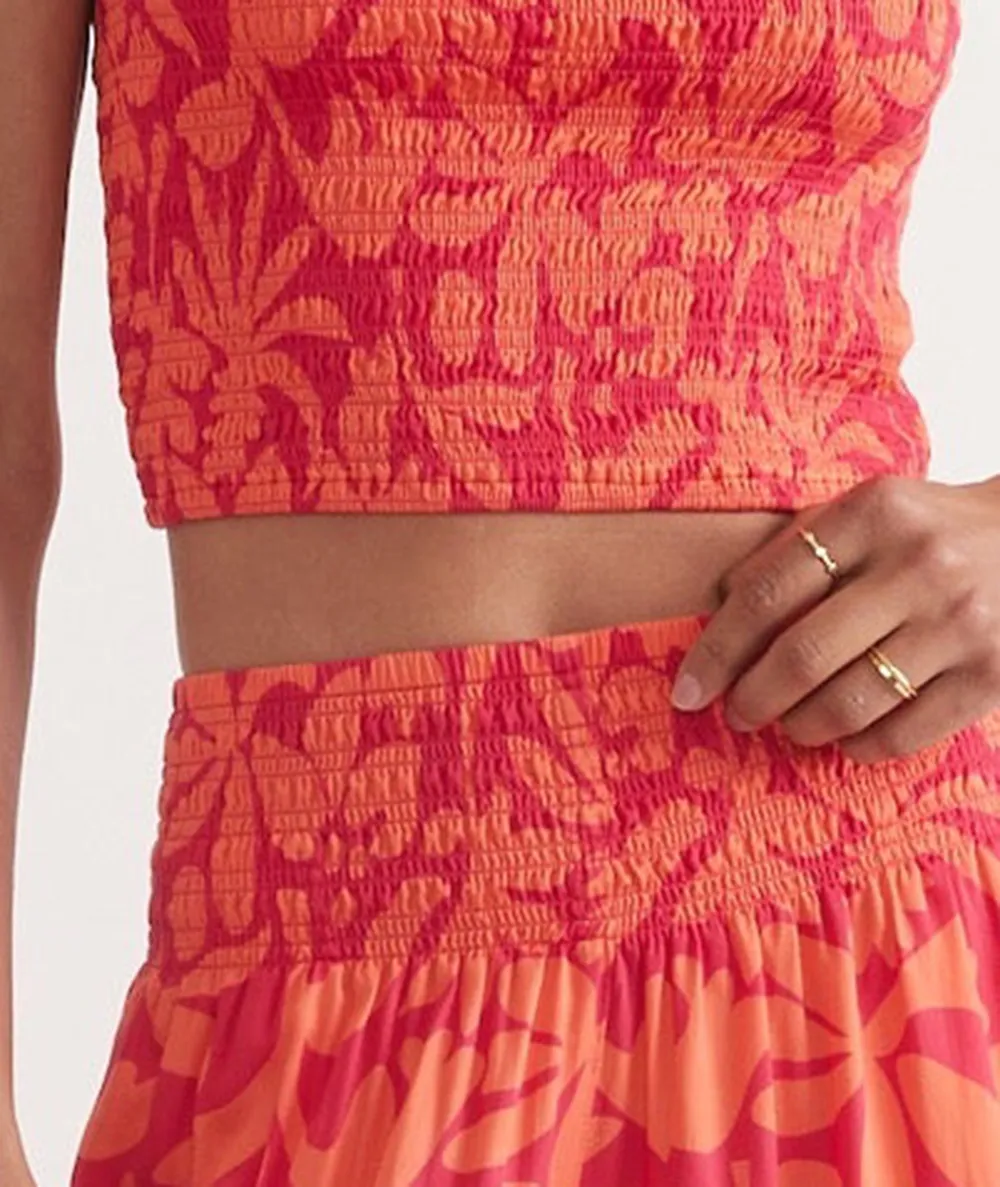 Coral Floral Print Palazzo Trousers