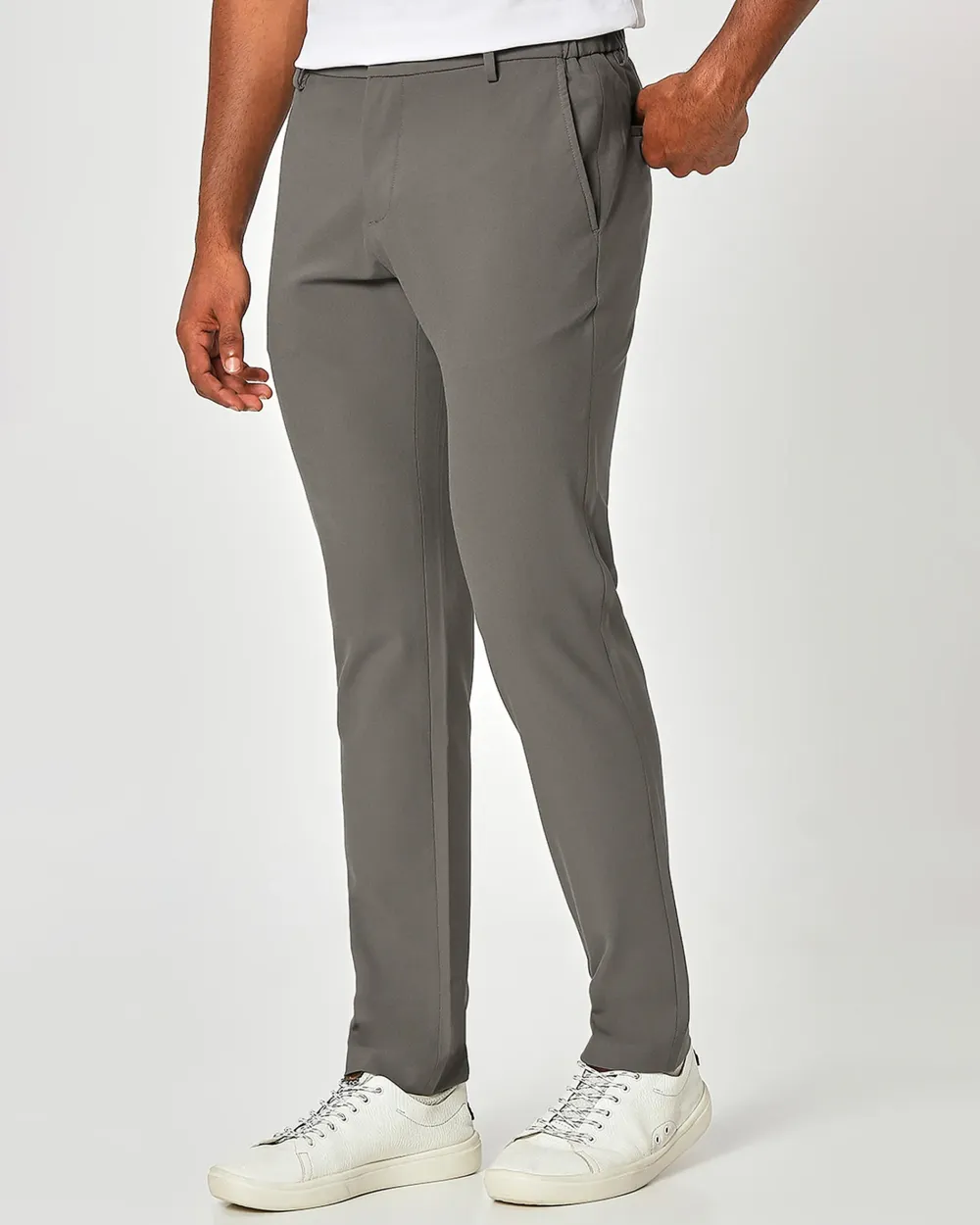 Classic Versatile Slim-Fit Straight-Leg Beige Trousers