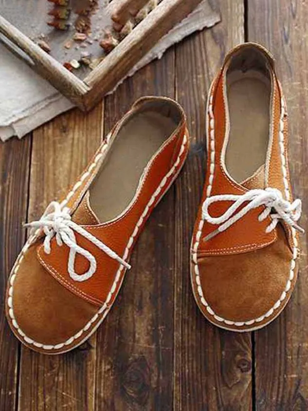 Women's Casual Vintage Round Toe Flats All Season Shoes