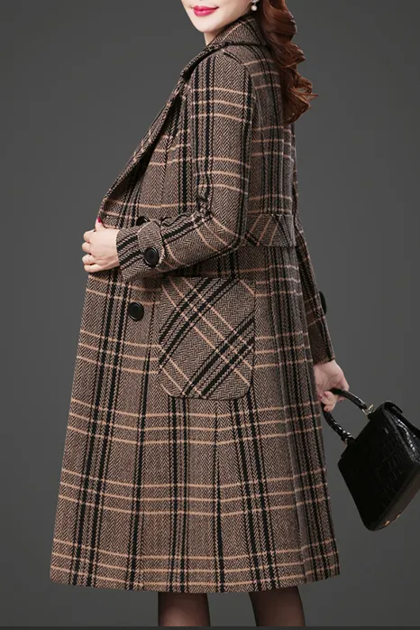 Casual Plaid Lapel Coat