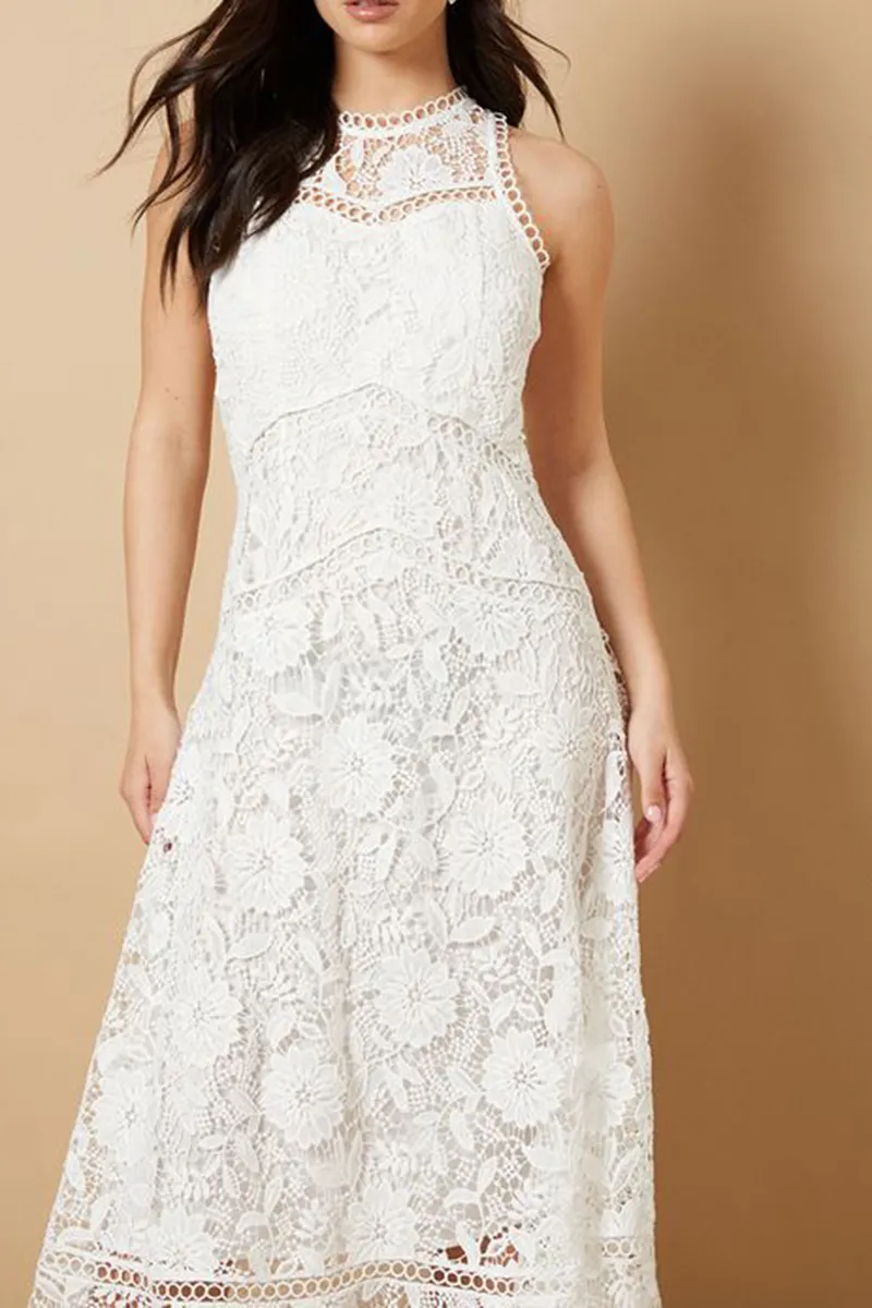 Casual Style High Neck Midi Dress