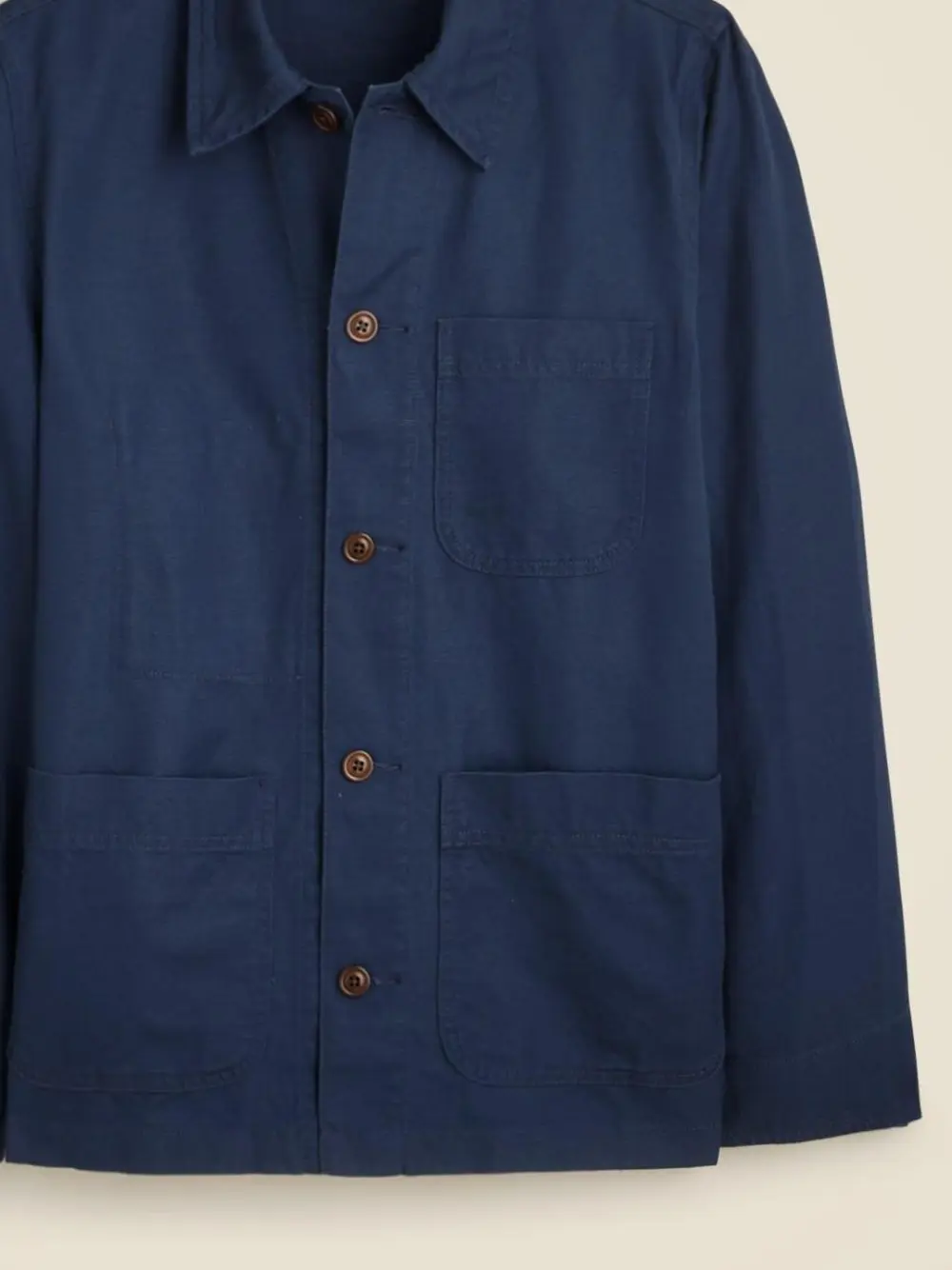 Navy Blue Button Front Cotton Jacket