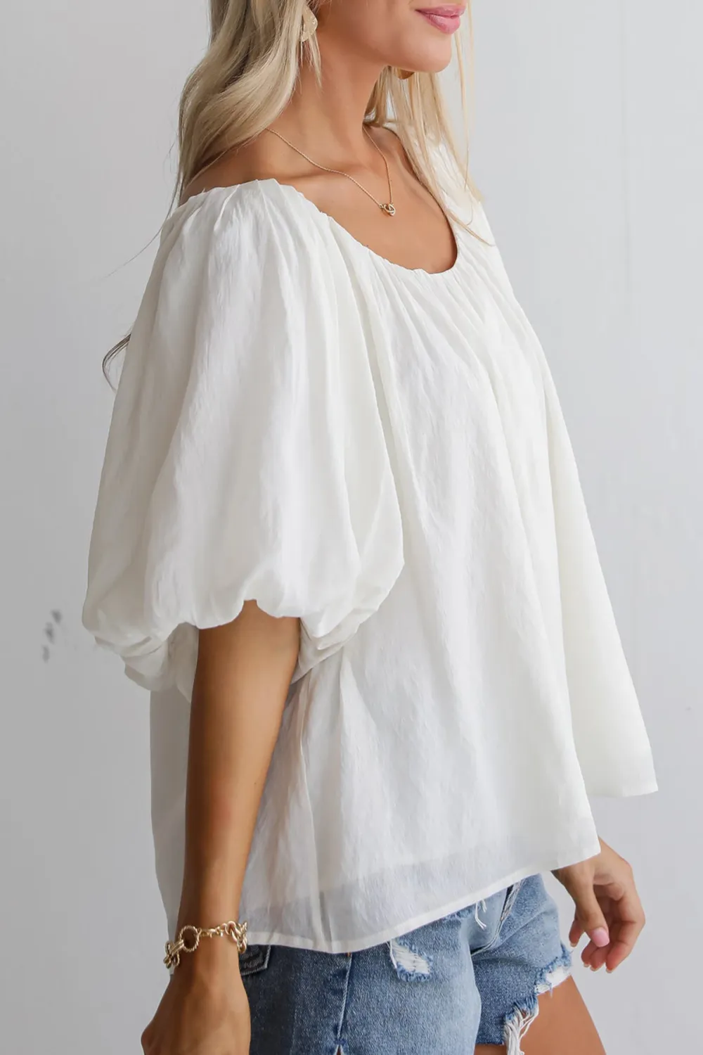 Classic Moment Off White Puff Sleeve Blouse