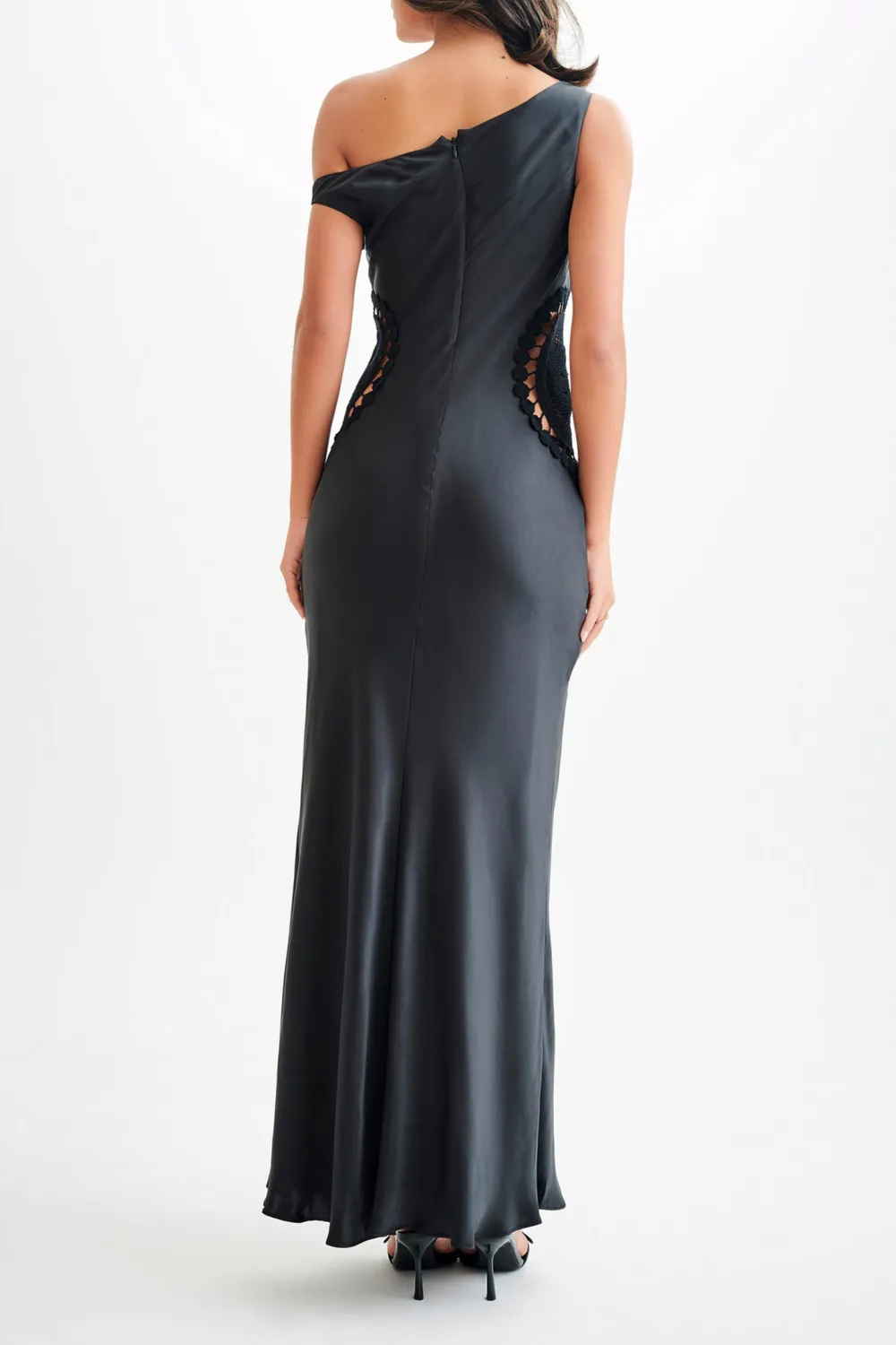 Satin Maxi Dress With Crochet