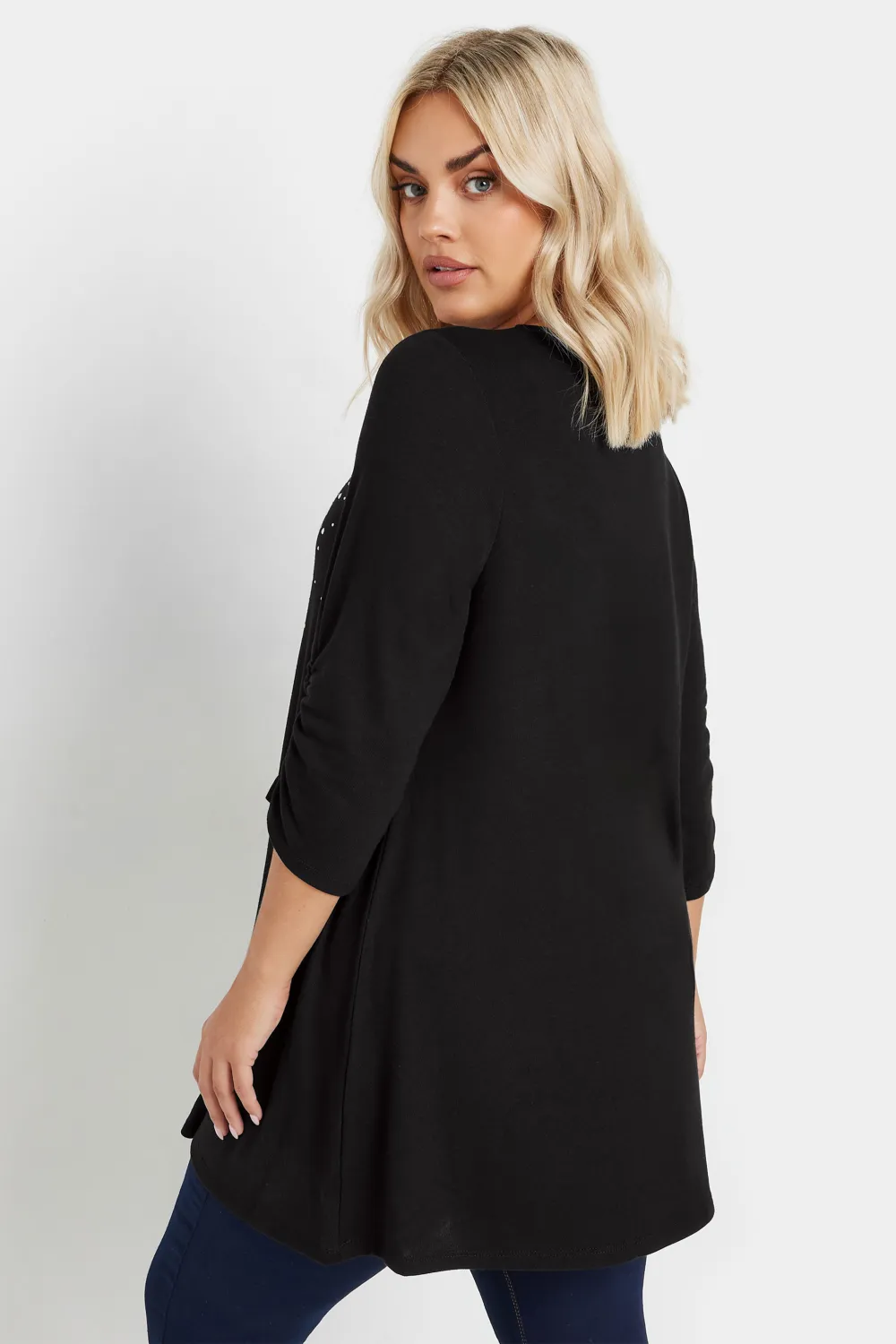 YOURS Curve Black Diamante Stud Swing Top