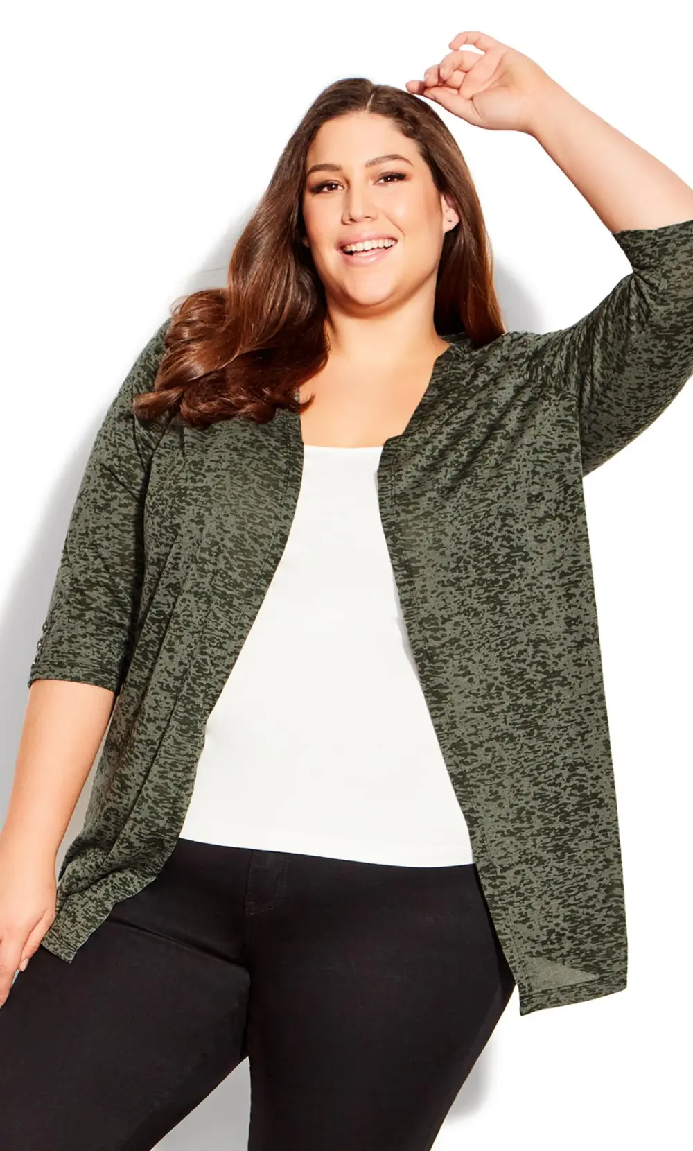 Evans Green Abstract Print Cardigan