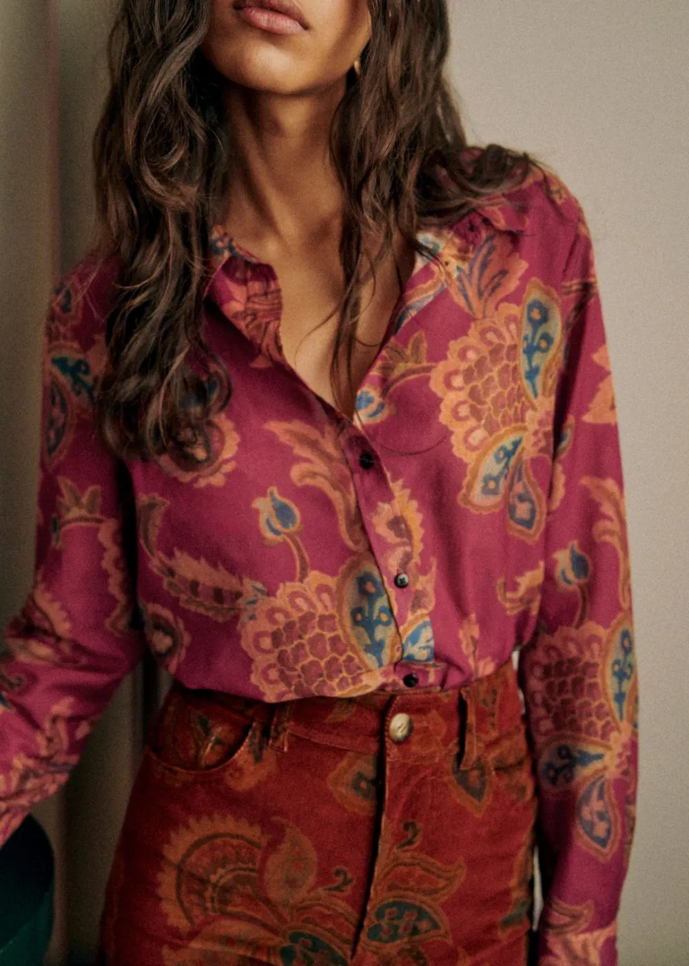 Colorful Floral Long-Sleeved Shirt
