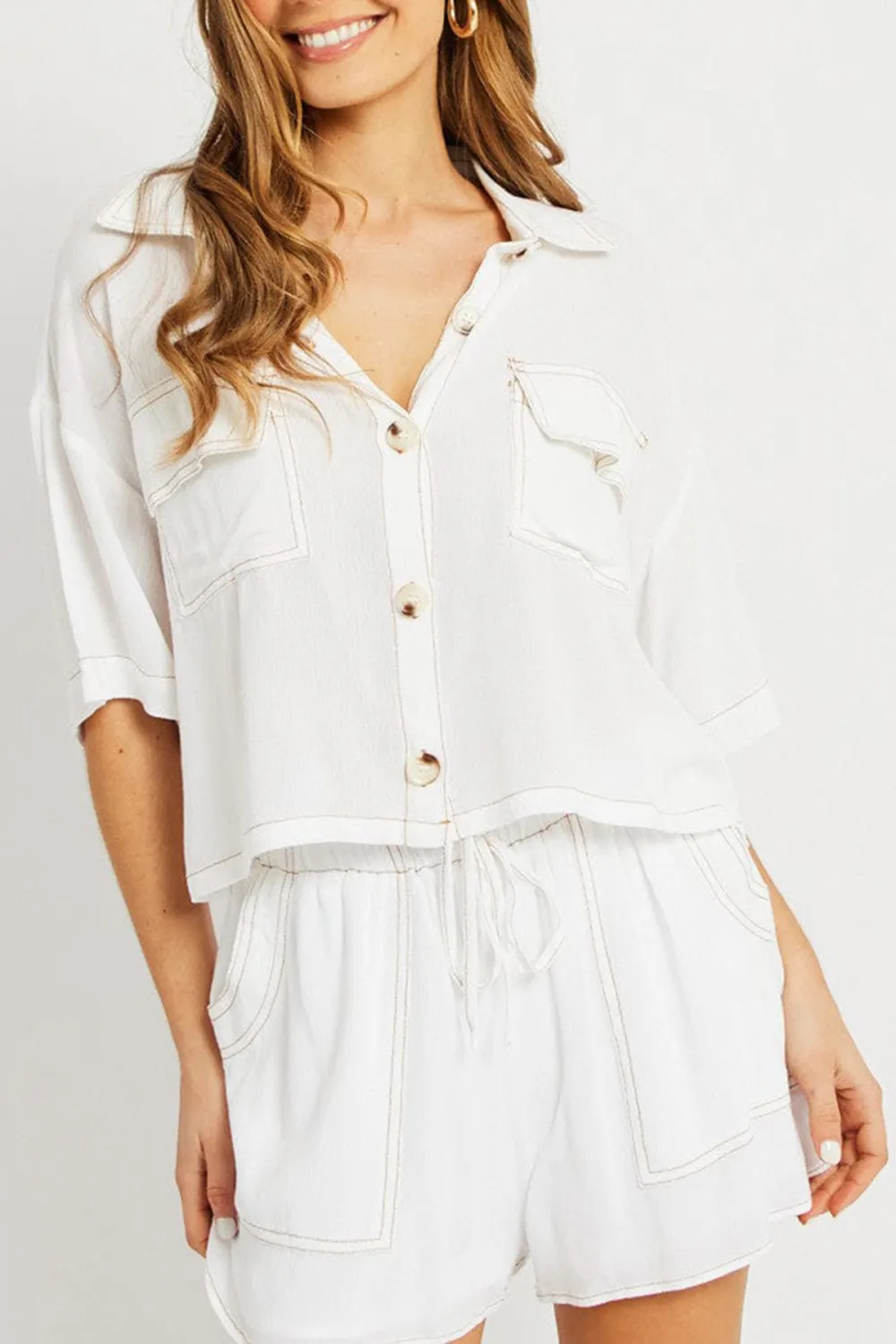 White Relaxed Shirt Short Sleeve