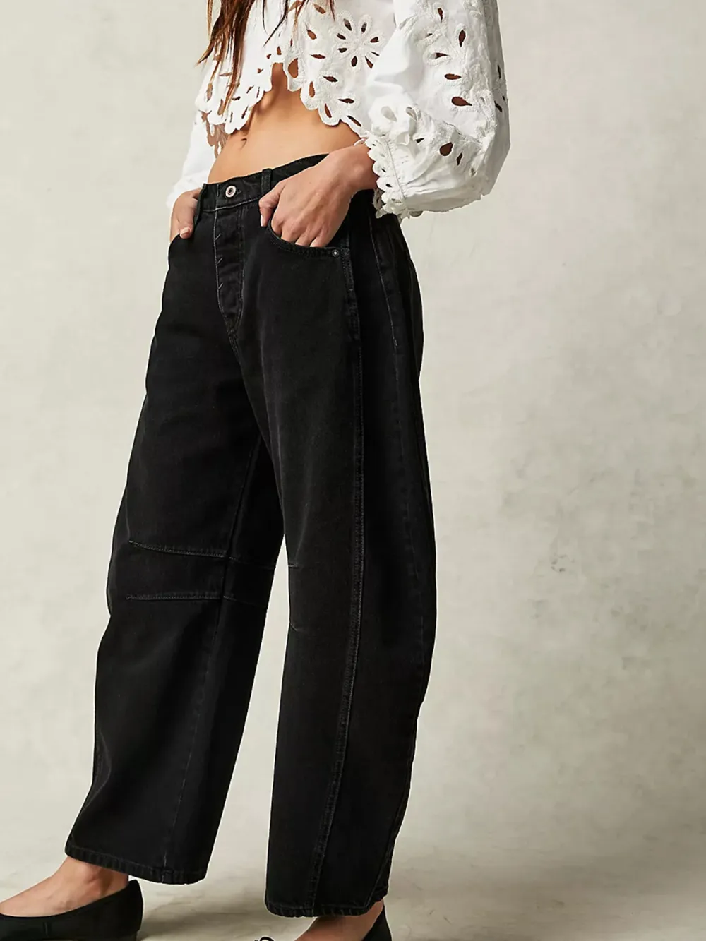 Casual Style Mid Rise Barrel Jeans