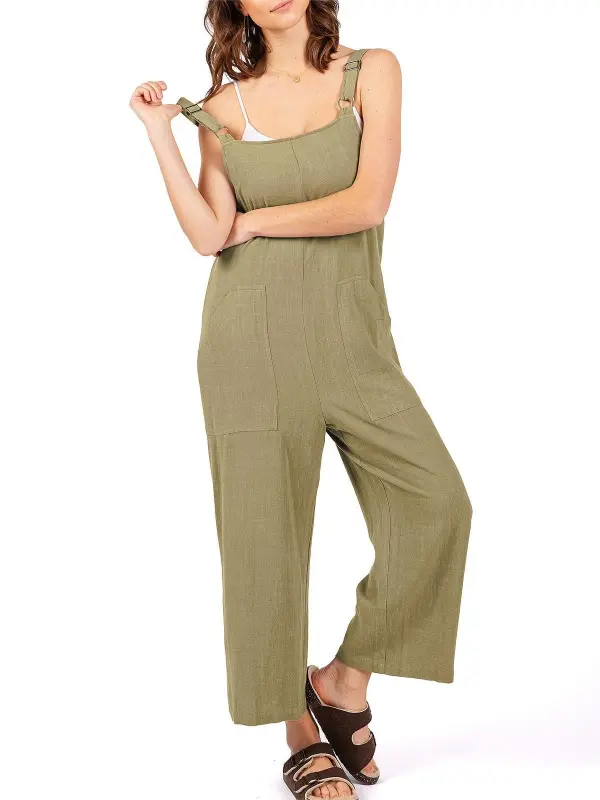 Crop Wide-Leg Linen Jumpsuit
