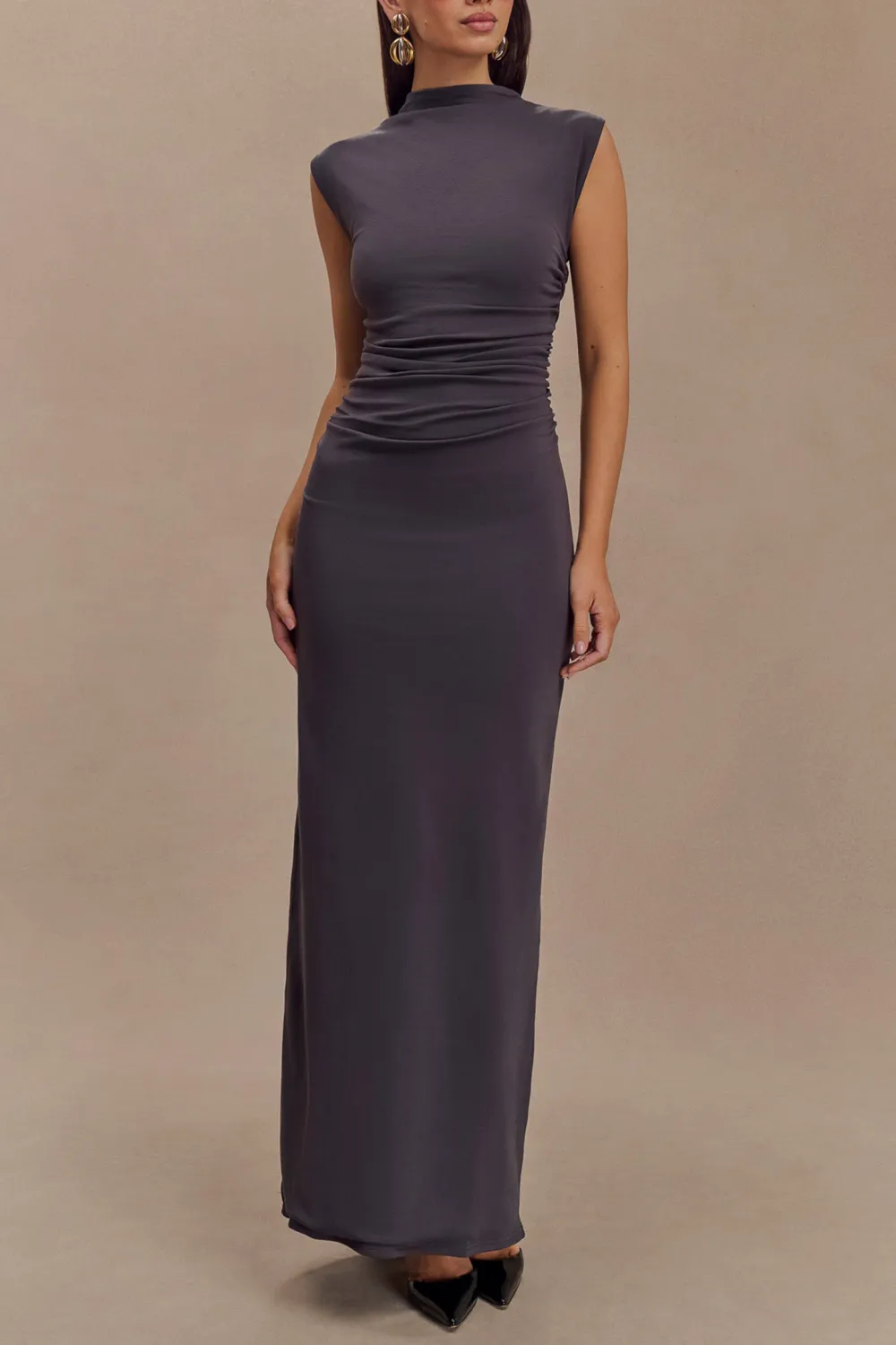 High Neck Sleeveless Maxi Dress