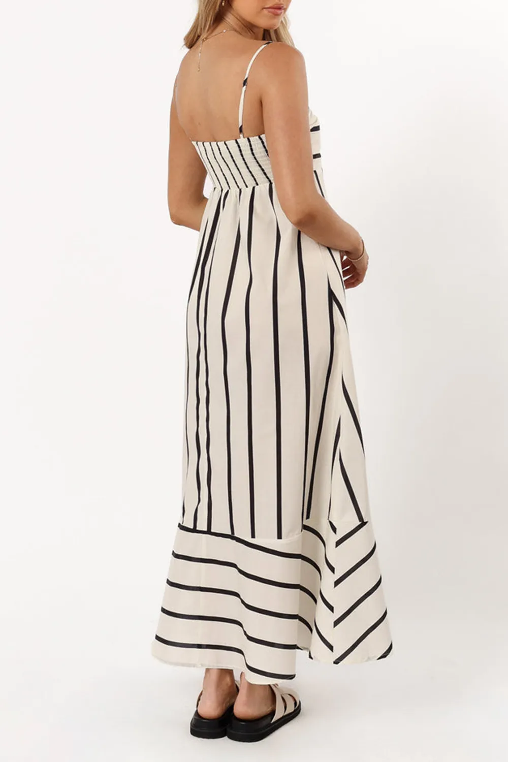 CREAM STRIPE MIDI DRESS