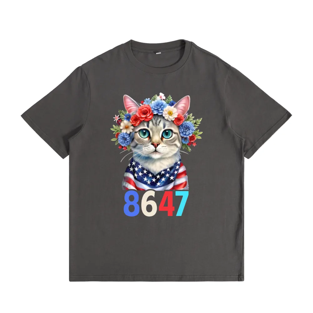 8647 Floral Retro 86 47 Cat Lovers T-Shirt