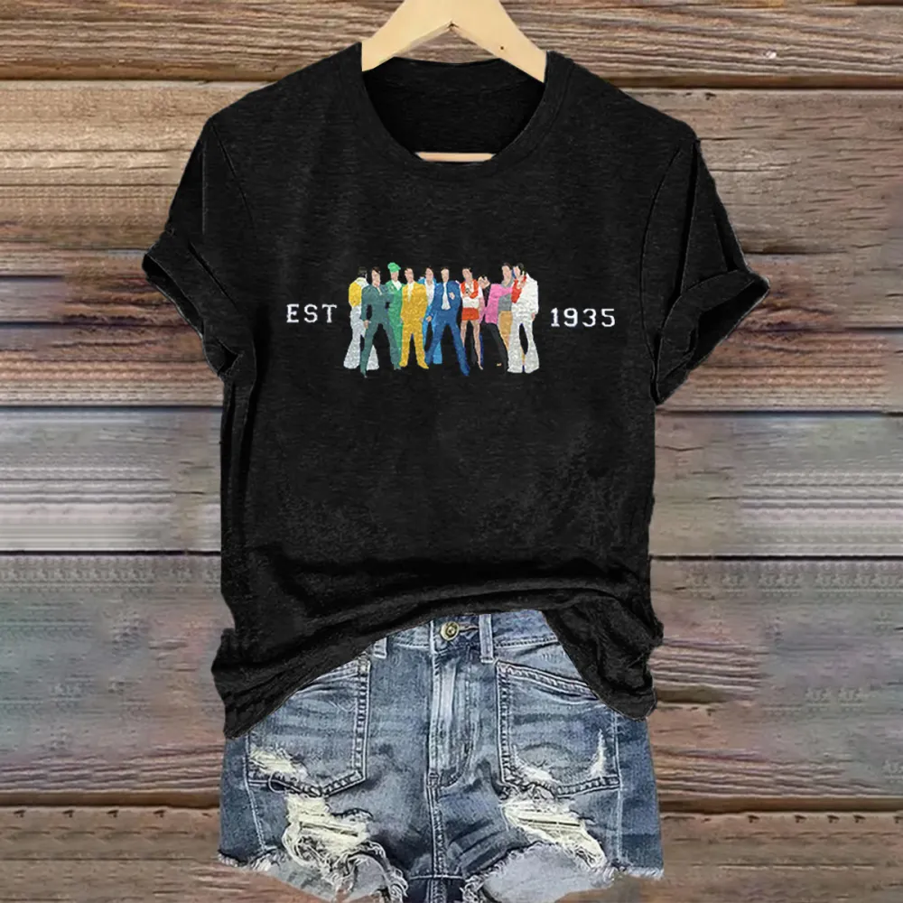 Women's Est 1935 Print Short Sleeve Round Neck Cotton T-Shirt