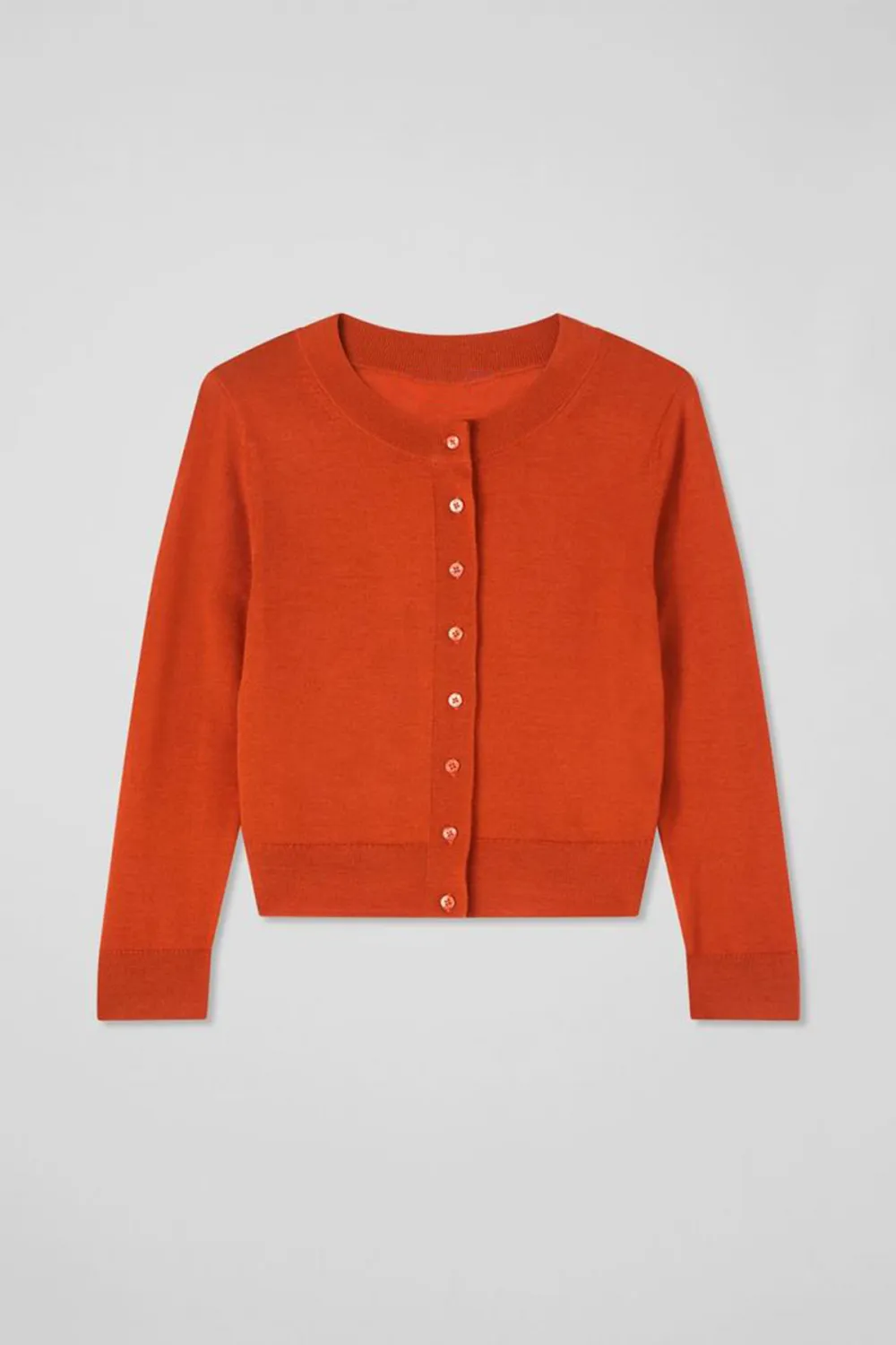 Orange Cropped Button Up Knit Cardigan