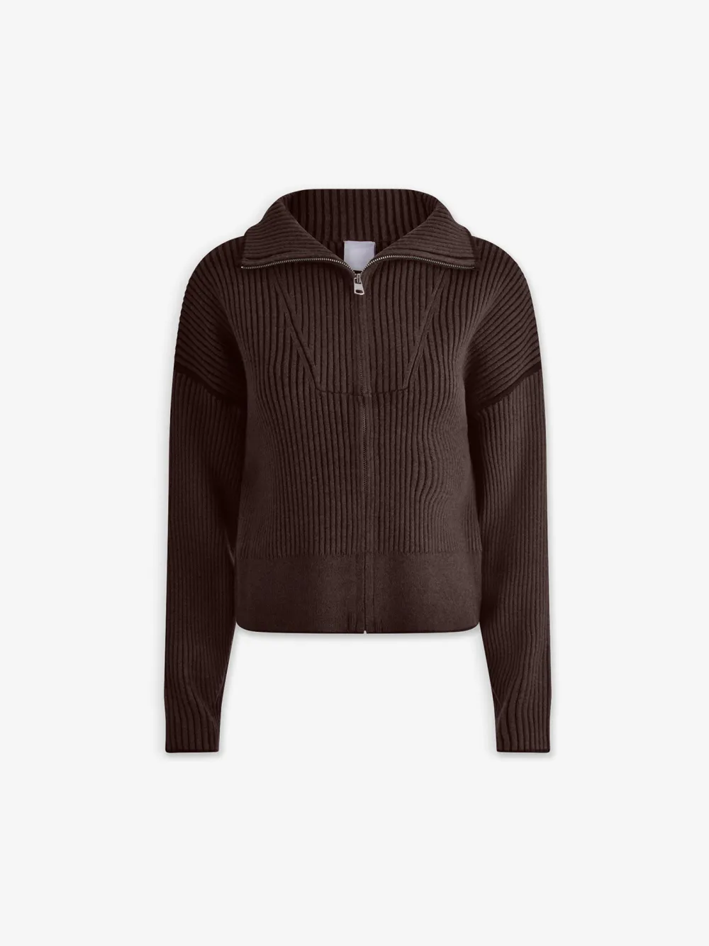 Zip-Through Rib Knit