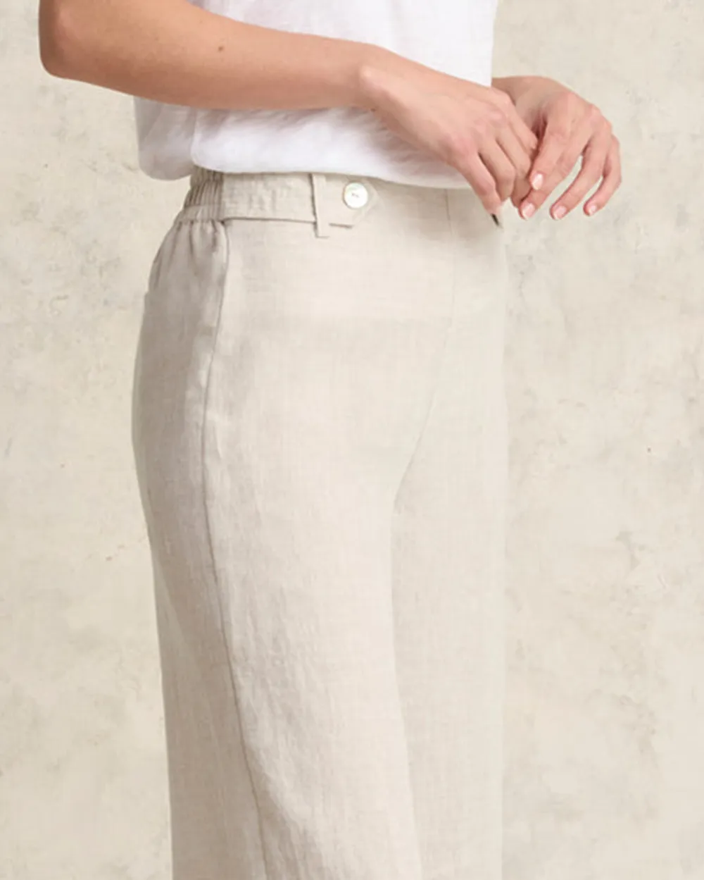Mid Waist Linen Pants