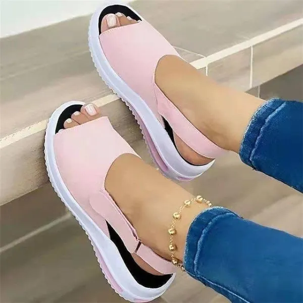 Women's Sandals Wedge Sandals Plus Size Outdoor Daily Summer Platform Peep Toe Sporty Casual Canvas Magic Tape Solid Color Black Pink Red