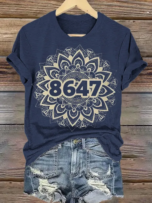 Women'S T-Shirt Women'S Fashion 8647 Printed Casual T-Shirt Pure Cotton Short Sleeves