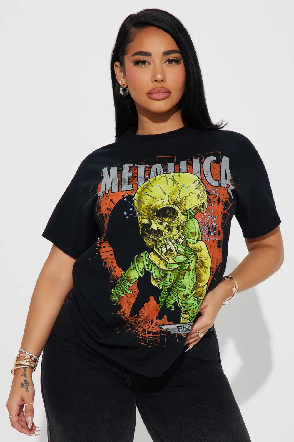Metallica Biting Skull Graphic Tee - Black