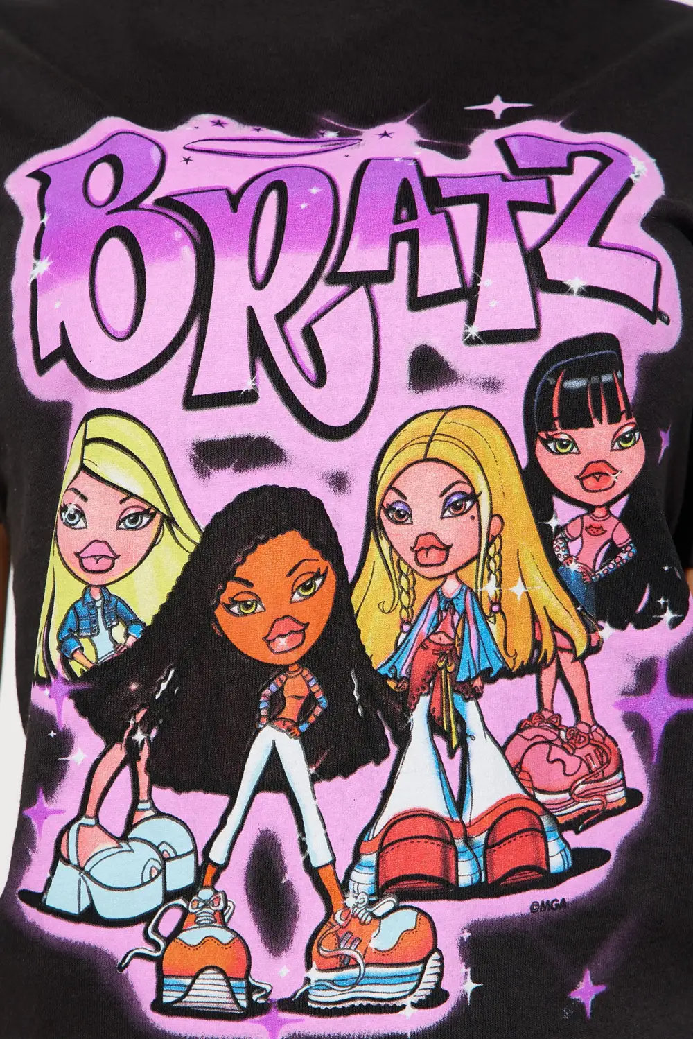 Bratz Pack Art Bruch Graphic Tee - Black