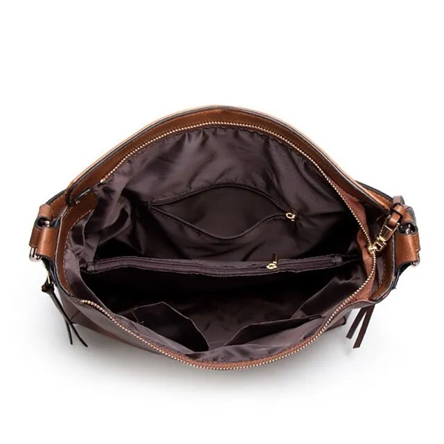 Women's Waterproof Top Handle Bag Hobo Bag PU Leather Daily Solid Color Black Red Brown