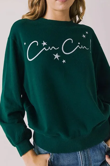 Green Script Logo Long Sleeve Sweater